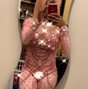 Pretty in Pink bling luxury Jumpsuit